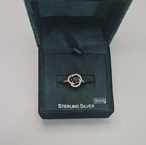 Simply Silver Gold Filled Over 925 Sterling Silver With Black Stone Ring Size 9